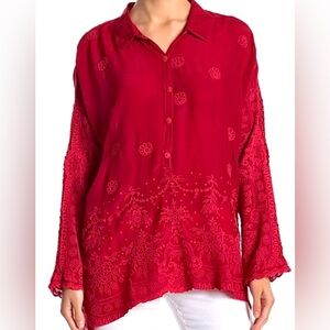 ❤️ JOHNNY WAS Red Antik Tunic. Size L ❤️